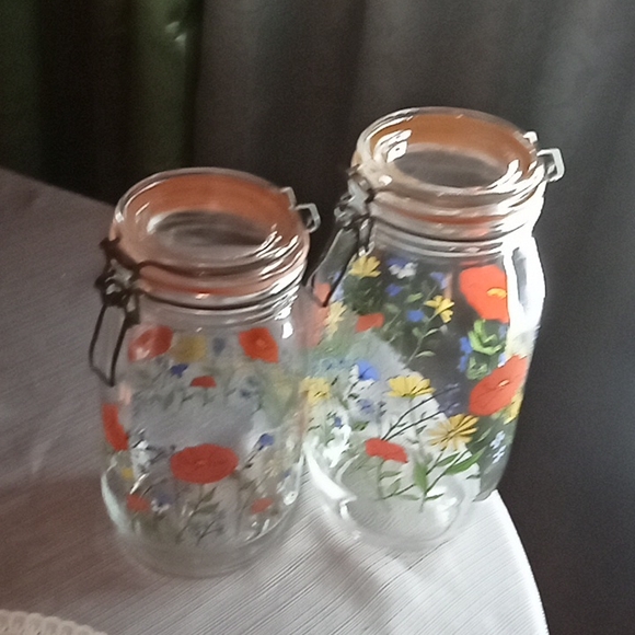 Set 2 vintage r.carmen vintage poppy jars w/2 votive candles w/batteries - Picture 5 of 12